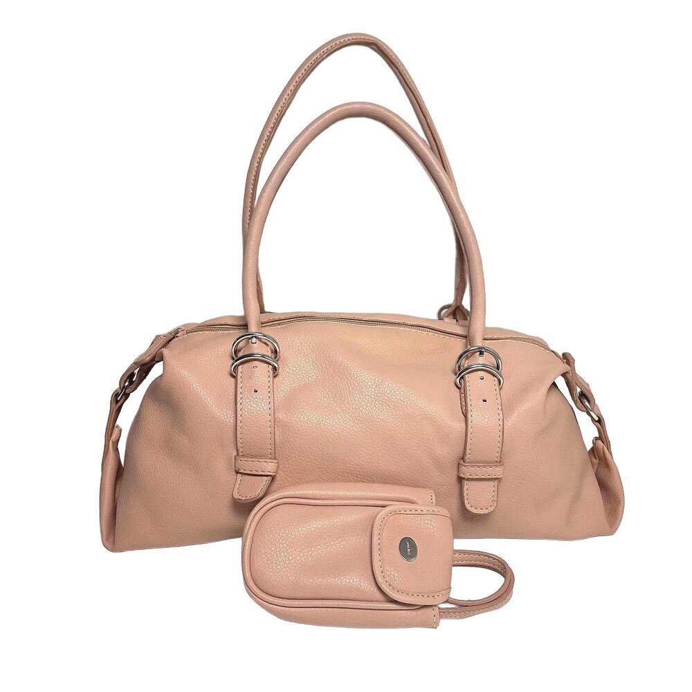 Y2K Vintage Nine West Light Pink Vegan Leather Shoulder Bag Matching Phone Bag